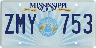 MS license plate ZMY753