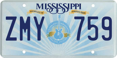 MS license plate ZMY759