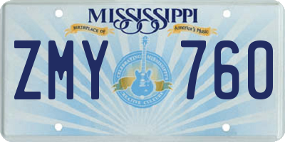 MS license plate ZMY760