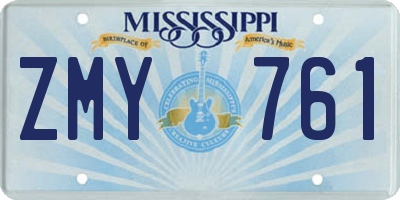 MS license plate ZMY761