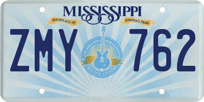 MS license plate ZMY762