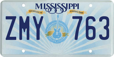 MS license plate ZMY763