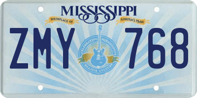 MS license plate ZMY768