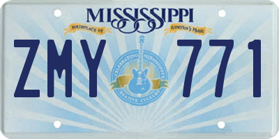 MS license plate ZMY771