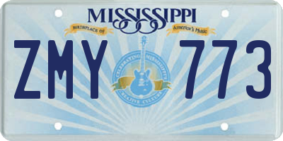 MS license plate ZMY773