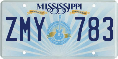 MS license plate ZMY783