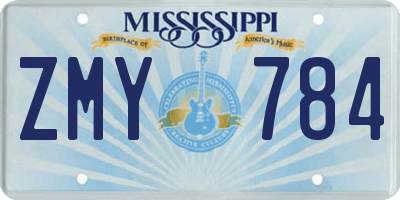 MS license plate ZMY784