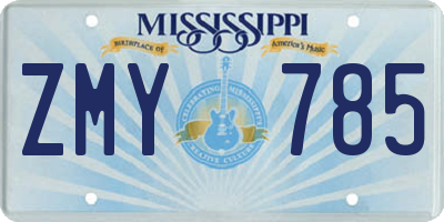 MS license plate ZMY785