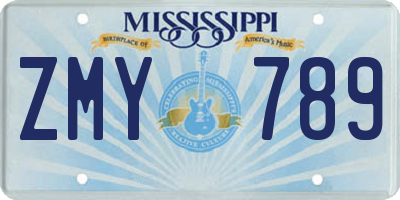 MS license plate ZMY789