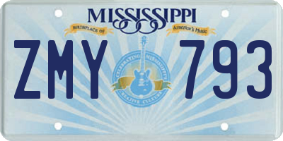 MS license plate ZMY793