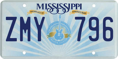 MS license plate ZMY796