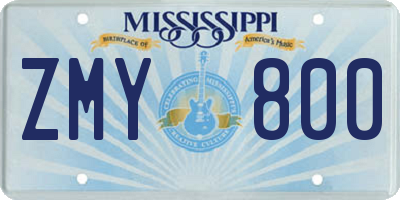 MS license plate ZMY800