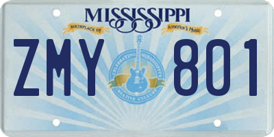 MS license plate ZMY801