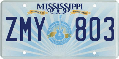 MS license plate ZMY803