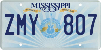 MS license plate ZMY807