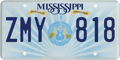 MS license plate ZMY818