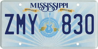 MS license plate ZMY830