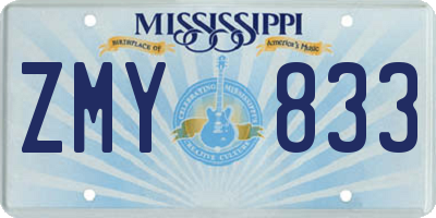 MS license plate ZMY833