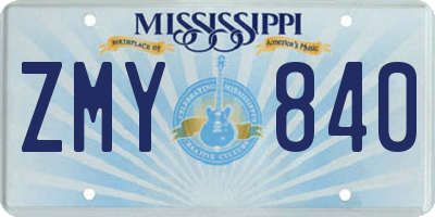 MS license plate ZMY840