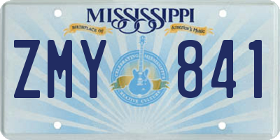 MS license plate ZMY841