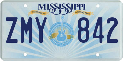 MS license plate ZMY842