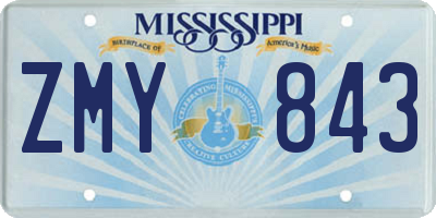 MS license plate ZMY843