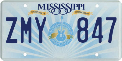 MS license plate ZMY847