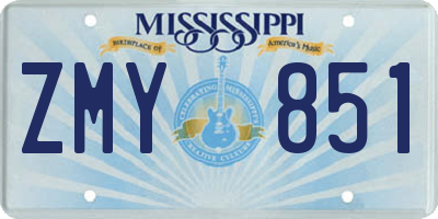 MS license plate ZMY851