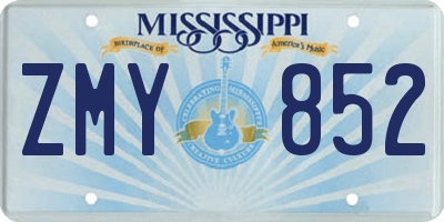 MS license plate ZMY852