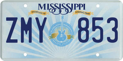 MS license plate ZMY853