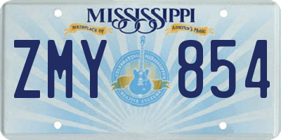 MS license plate ZMY854