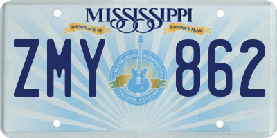 MS license plate ZMY862