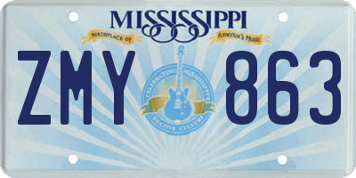 MS license plate ZMY863