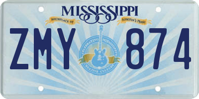 MS license plate ZMY874