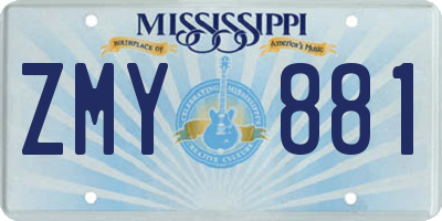 MS license plate ZMY881
