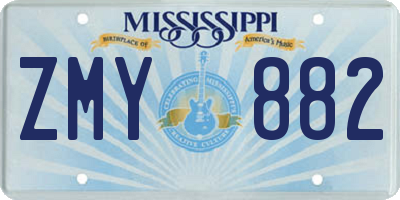 MS license plate ZMY882