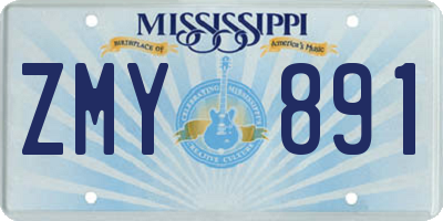 MS license plate ZMY891
