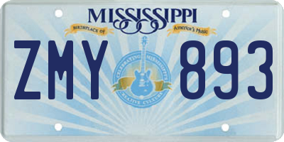 MS license plate ZMY893