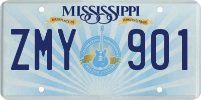 MS license plate ZMY901