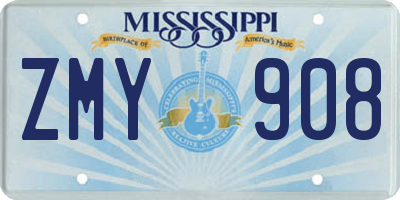MS license plate ZMY908