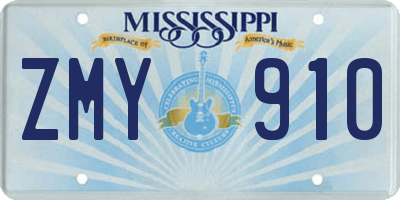 MS license plate ZMY910