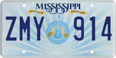 MS license plate ZMY914
