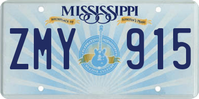 MS license plate ZMY915