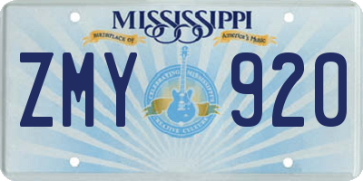 MS license plate ZMY920