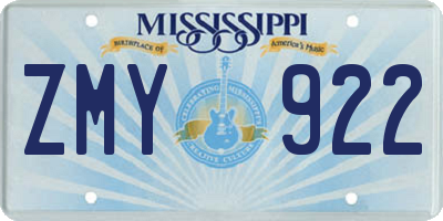 MS license plate ZMY922