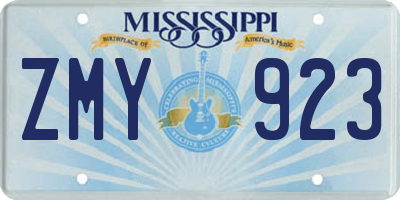 MS license plate ZMY923