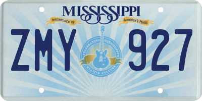 MS license plate ZMY927