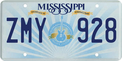 MS license plate ZMY928