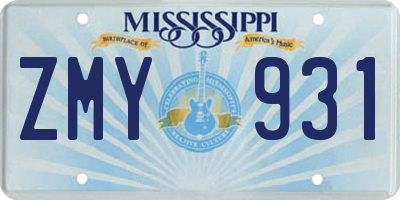 MS license plate ZMY931