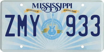 MS license plate ZMY933